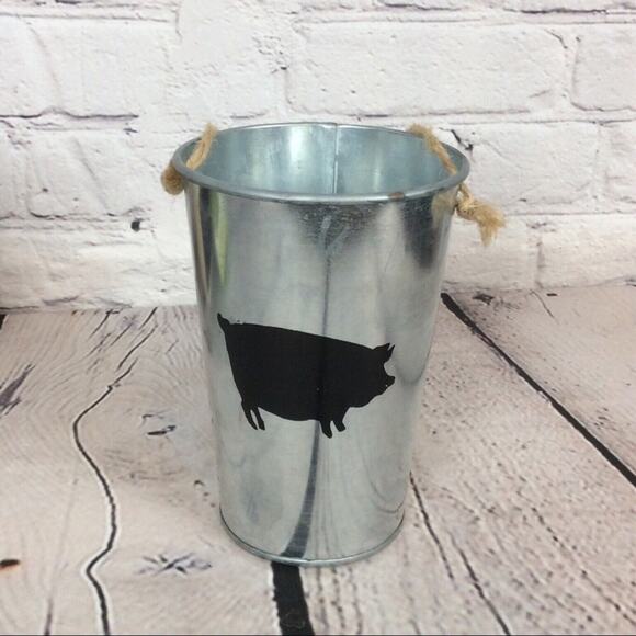 Lot of 3 Farmhouse Chic Decor 2 Galvanized Pails 1 Wood Box/Planter Chalkboard - Picture 4 of 7